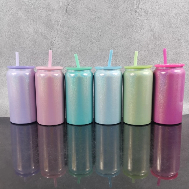 USA RTS 16oz Stainless Steel Sublimation Rainbow Shimmer Tumbler