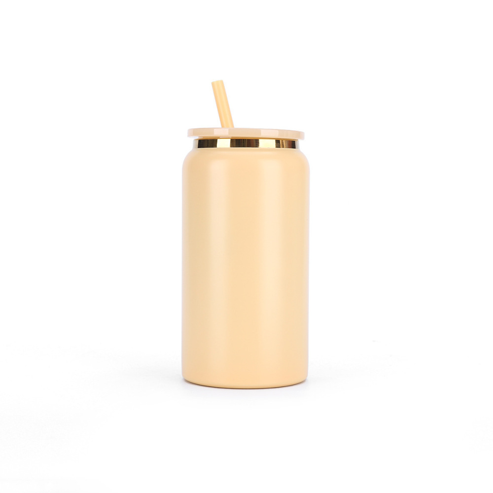 USA RTS 16oz Poder Coated Stainless Steel Tumbler With Gold Cooper Plated