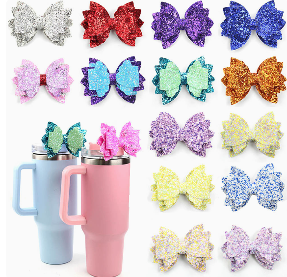 CHINESE WAREHOUSE Cup bow accessories shiny Glitter Ice Cup decoration