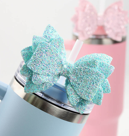 CHINESE WAREHOUSE Cup bow accessories shiny Glitter Ice Cup decoration