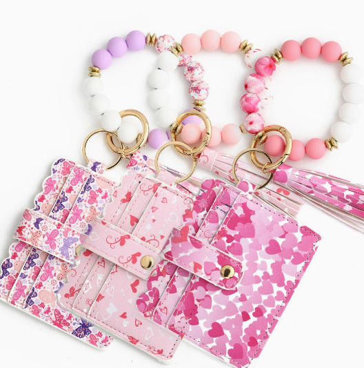 CHINESE WAREHOUSE NEW Arrival Valentine's Day Silicone Bracelet Come With PU Leather Purse