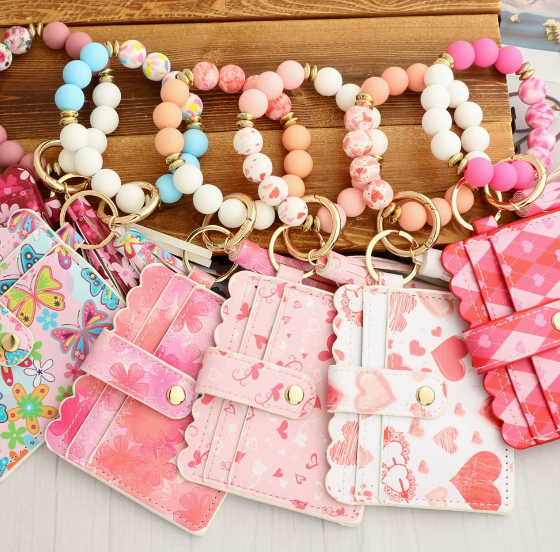 CHINESE WAREHOUSE NEW Arrival Valentine's Day Silicone Bracelet Come With PU Leather Purse