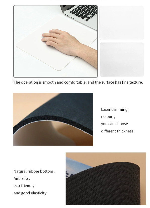 CHINESE WAREHOUSE Sublimation White Blank Neoprene Mouse Pad