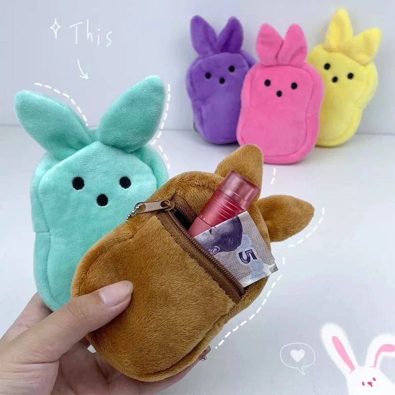 CHINESE WAREHOUSE Hot Sale Easter Day Solid Color Bunny Peeps Coin Purse For Easy Carrying