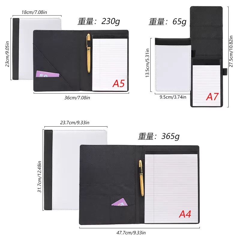 CHINESE WAREHOUSE High Quality Sublimation PU Leather Cover Portfolio