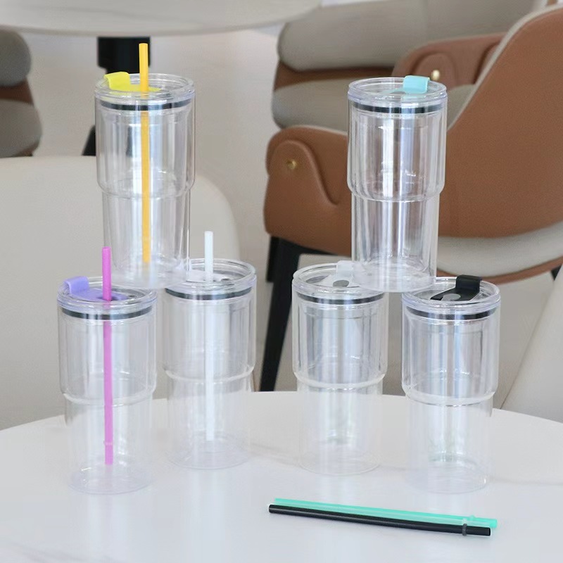 CHINESE WAREHOUSE High Quality 20oz Double Wall Snow Globe Plastic Tumbler Mix Color Come With Plug