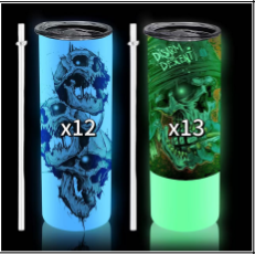 USA RTS 20oz Mix Sublimation Blank Glow Straight Tumbler (white to blue &White to green)