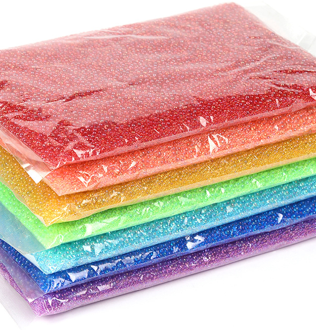 CHINESE WAREHOUSE Mixed Size (0.6mm-3mm)  Non-porous Glass Bubble Beads Jewelry Accessories 450g/Bag