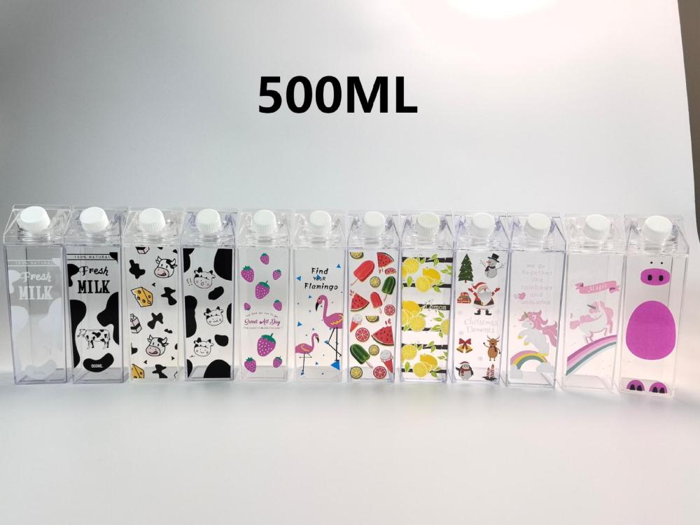 CHINESE WAREHOUSE 500ml 1000ml Plastic Acrylic Milk Carton Milk Bottle With Lid