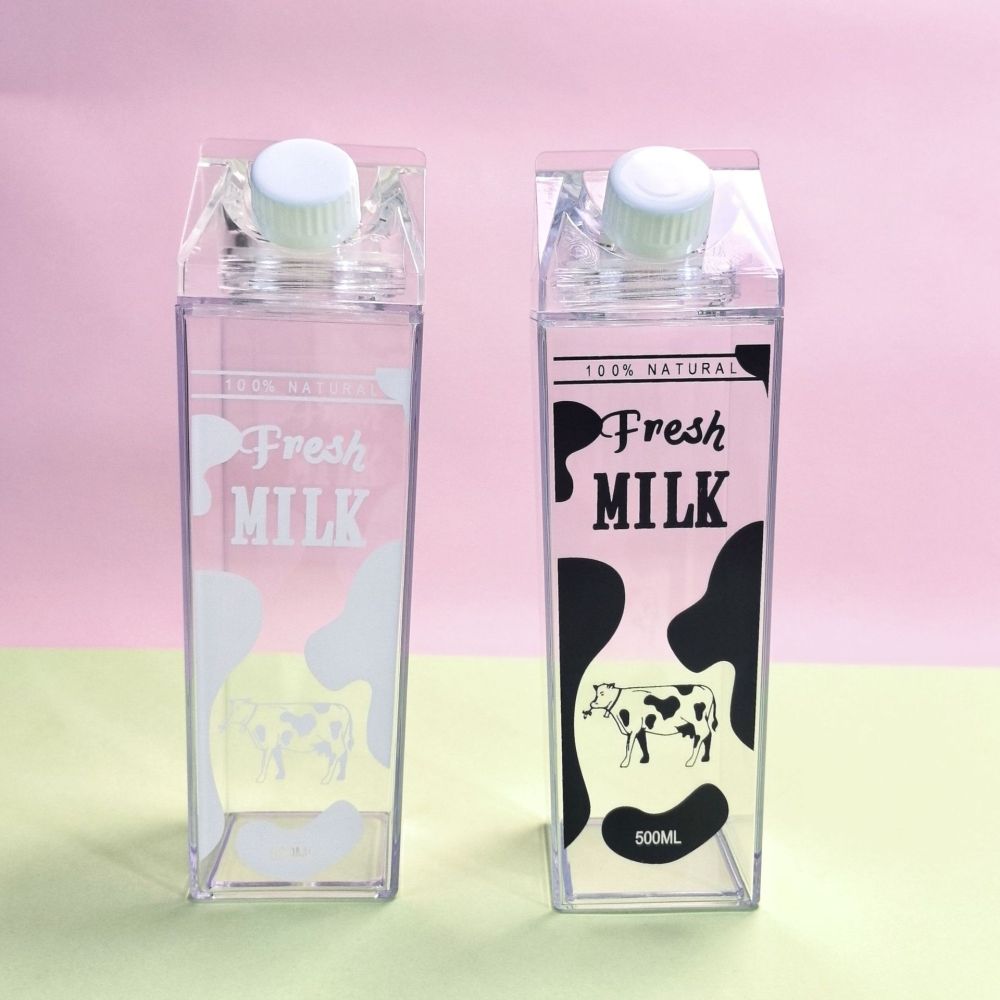 CHINESE WAREHOUSE 500ml 1000ml Plastic Acrylic Milk Carton Milk Bottle With Lid