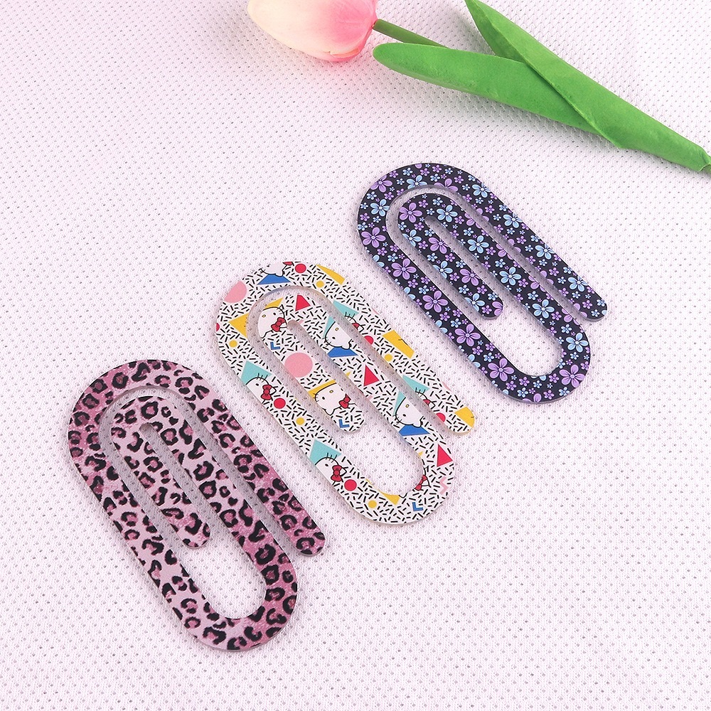 CHINESE WAREHOUSE Printed Acrylic Paperclip Bookmarks