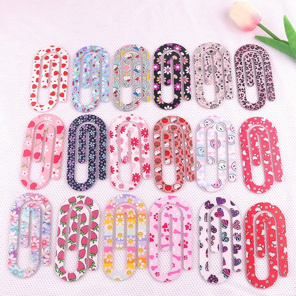 CHINESE WAREHOUSE Printed Acrylic Paperclip Bookmarks