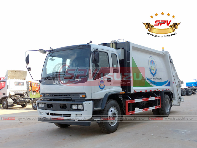 SPV Isuzuchina - 12 CBM Trash Compactor Truck - Left Front Side View