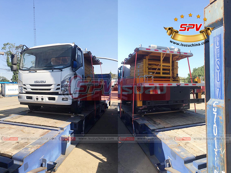 Isuzuchina - 9 Meters Scissors Lift Platform Truck to Philippines - Shanghai Port