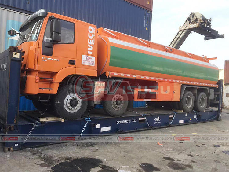 Fuel Tank Truck Was Shipped Via Flatbed Container - In Shanghai Port