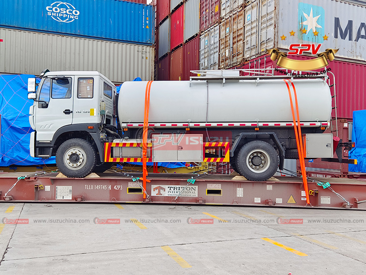 1 Unit of Stainless Steel Tank Truck Loaded Onto Flat Rack in Shanghai Port