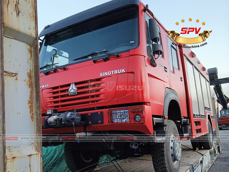 5 CBM Fire Engine Truck Loaded onto Flat Rack