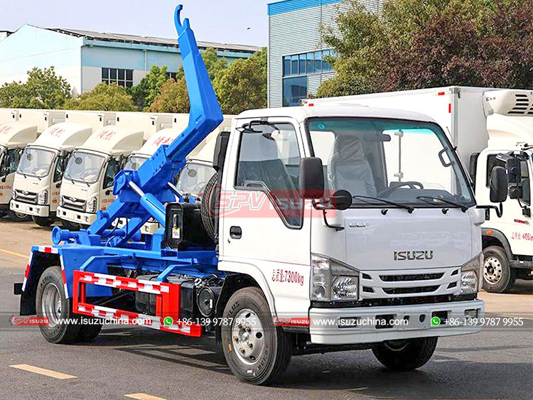 ISUZU 100P Hook Lift Trash Disposal Truck - Front Right Side