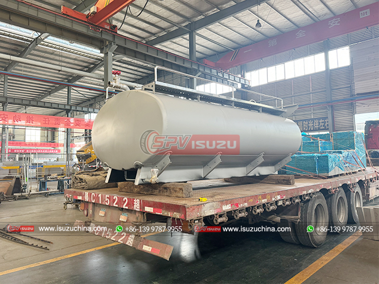 Water Carrying Tank Loaded onto Flatbed Truck