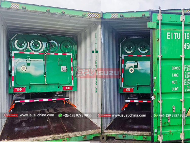 1 Unit of JMC Street Sweeping Truck Loaded into Container