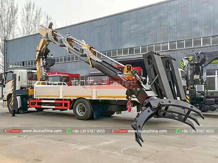 ISUZU 4x2 Flatbed Truck with Crane Grab - Left Side