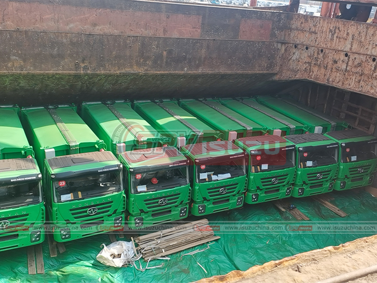 16 Units of Garbage Compactor Trucks Loaded into Cabin of Bulk Vessel