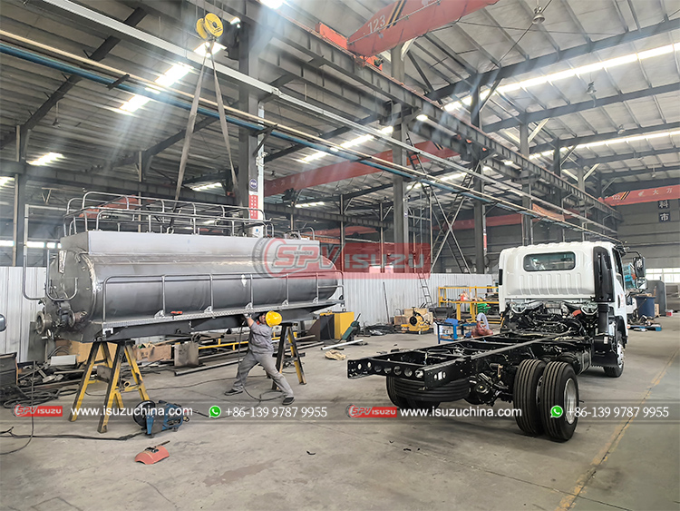 Septic Tank Installed on Chassis in Workshop