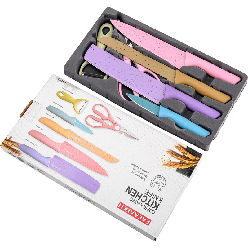 Set de cuchillos de acero inoxidable colorido