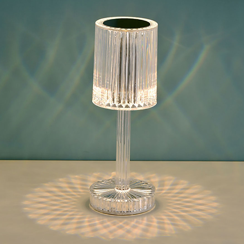 Lámparas de mesa de cristal con control táctil de diamante, luz nocturna LED recargable moderna para sala de estar