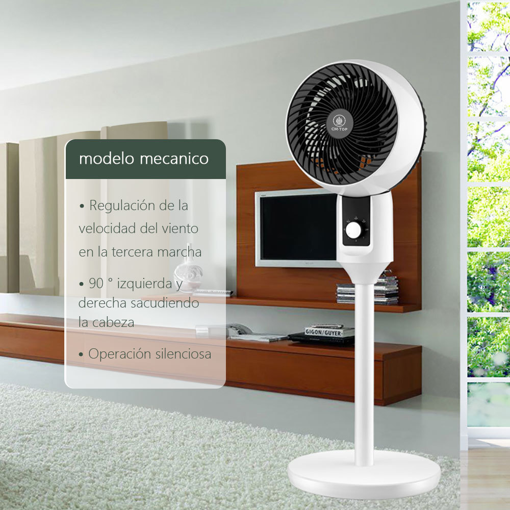 CM-TOP Ventilador Pedestal for Bedroom Portatil Silencioso Blanco