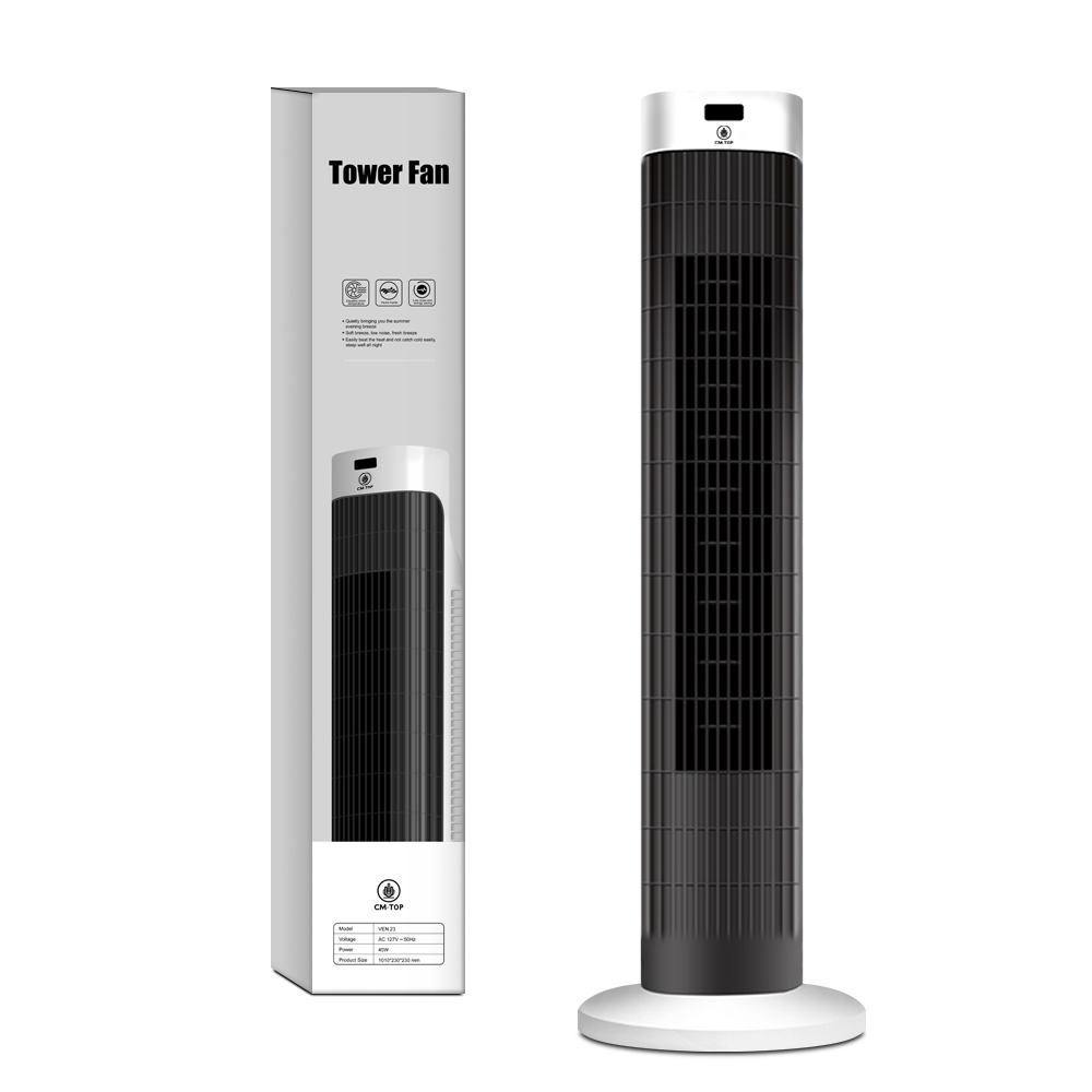 CM-TOP Ventilador de Torre Silencioso Regulable 3 Velocidades Negro