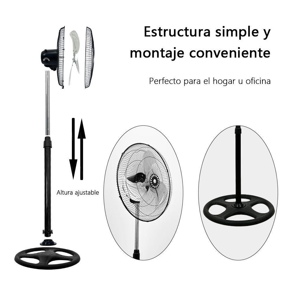 CM-TOP Ventilador Piso Pie Pedestal 3 Aspa para Industria y Hogar