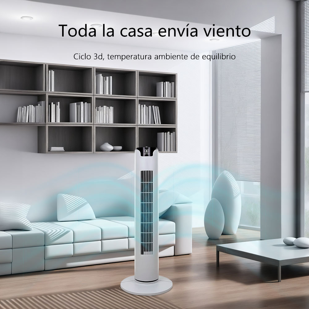CM-TOP Ventilador de Torre Oscilante Regulable 3 Velocidades Blanco