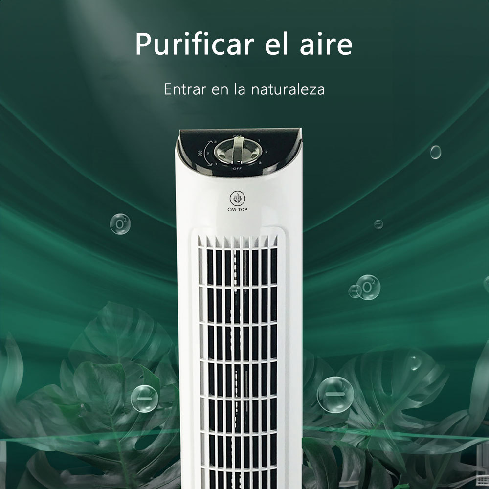 CM-TOP Ventilador De Torre De Pie Oscilante Para Dormitorio Blanco