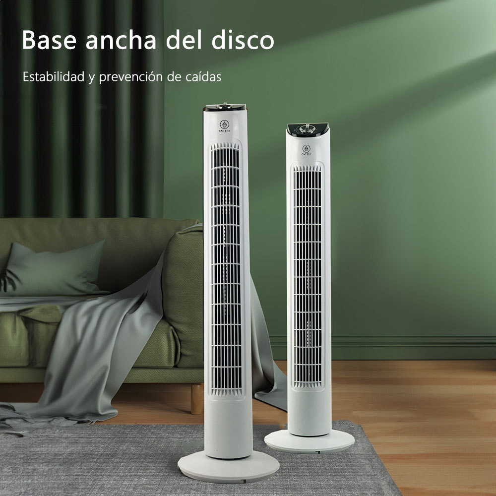 CM-TOP Ventilador De Torre De Pie Oscilante Para Dormitorio Blanco