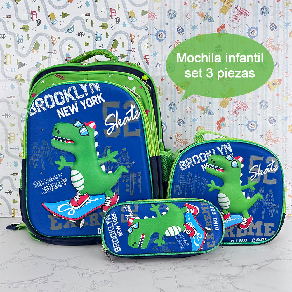 BAG344  CM-TOP Set 3 Mochila Escolar Primaria Niños Con Lonchera Y Lapicera