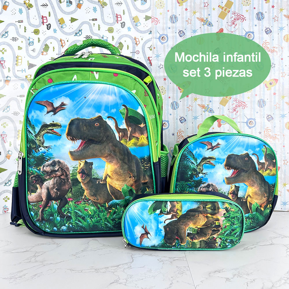 BAG343  CM-TOP Set 3 Mochila Dinosaurio Para Niños De Escuela Primaria