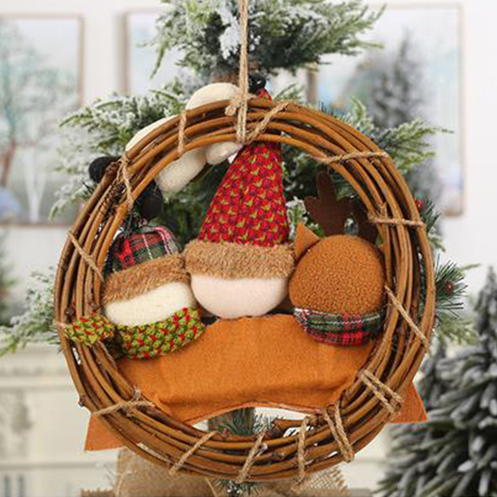 SDS308-B  CM-TOP  Corona Navideña Con Peluche Santa Decoracion Navidad