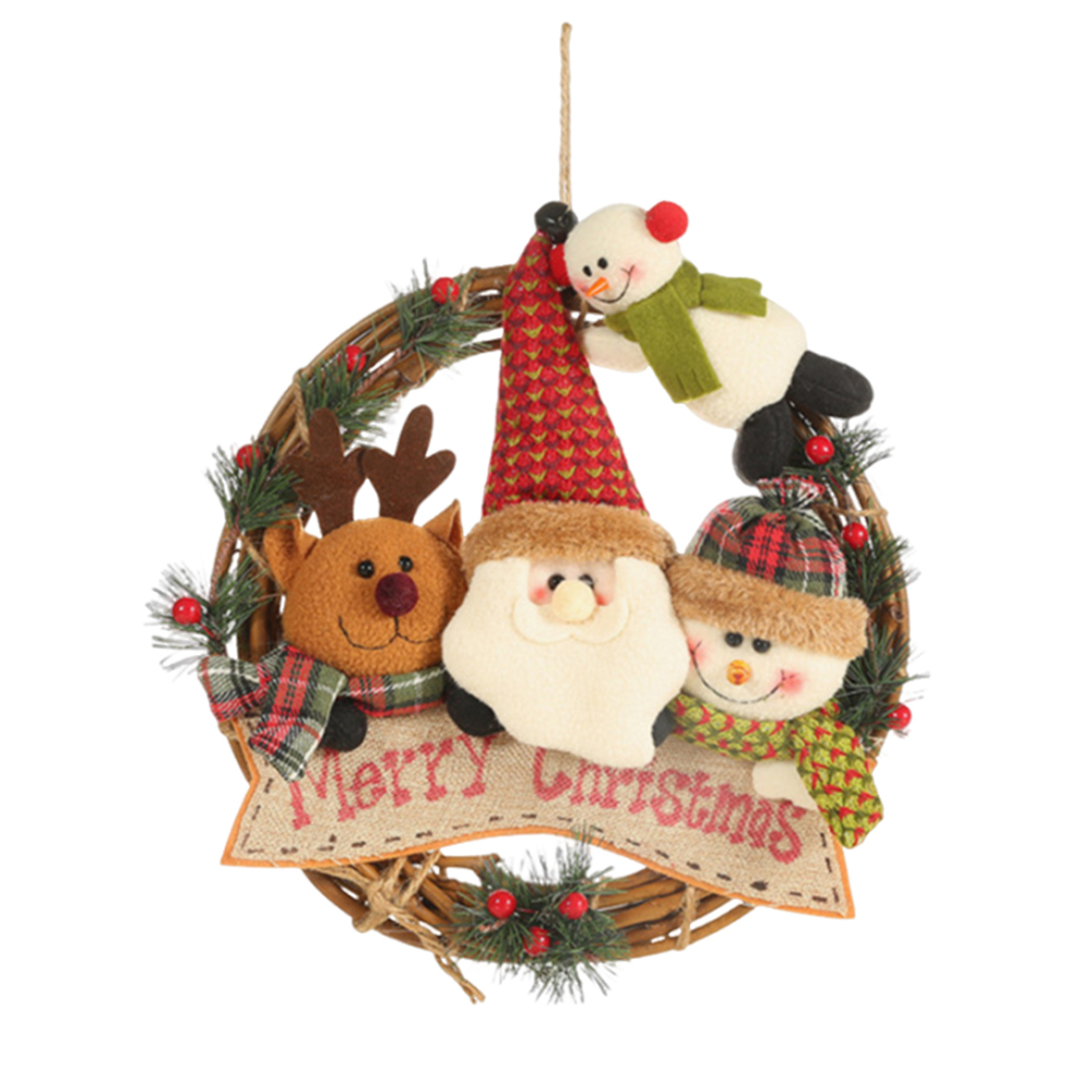 SDS308-B  CM-TOP  Corona Navideña Con Peluche Santa Decoracion Navidad