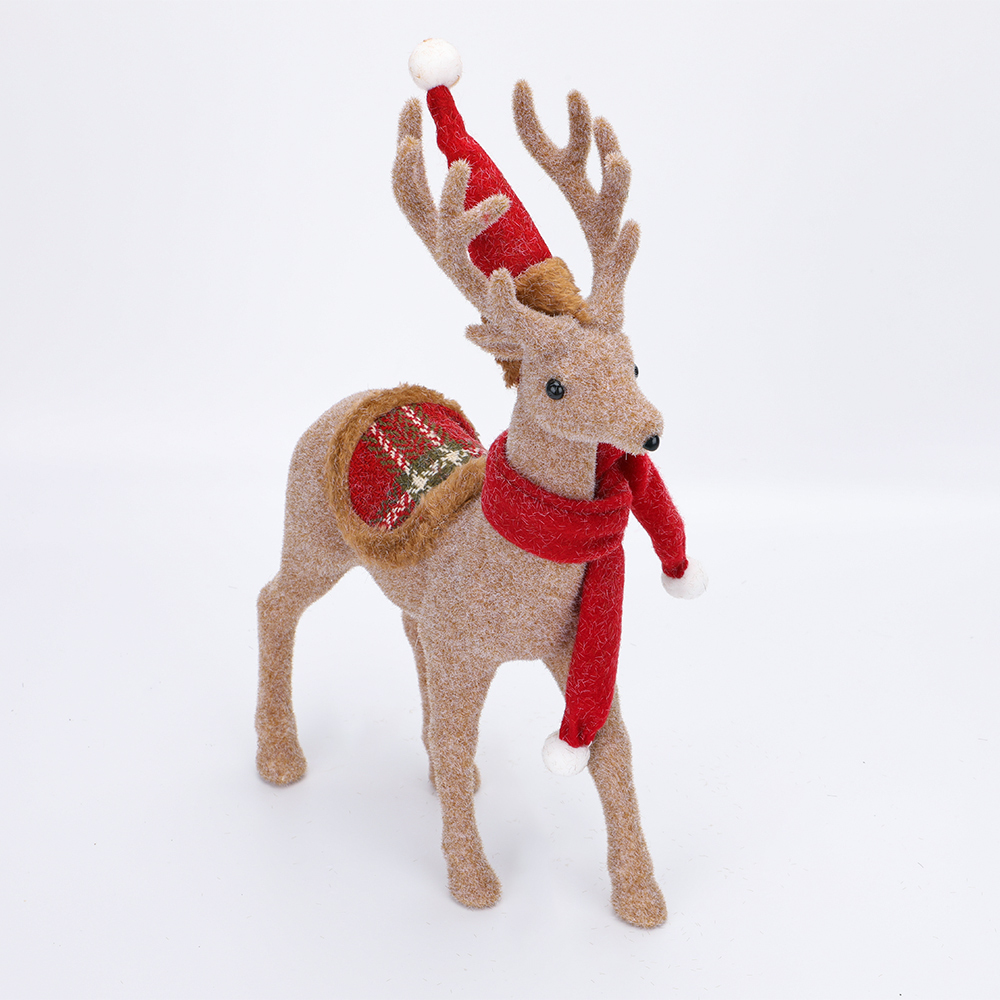SDS502 CM-TOP  Peluche Figura Navideña Decoración Reno Con Bufanda Roja