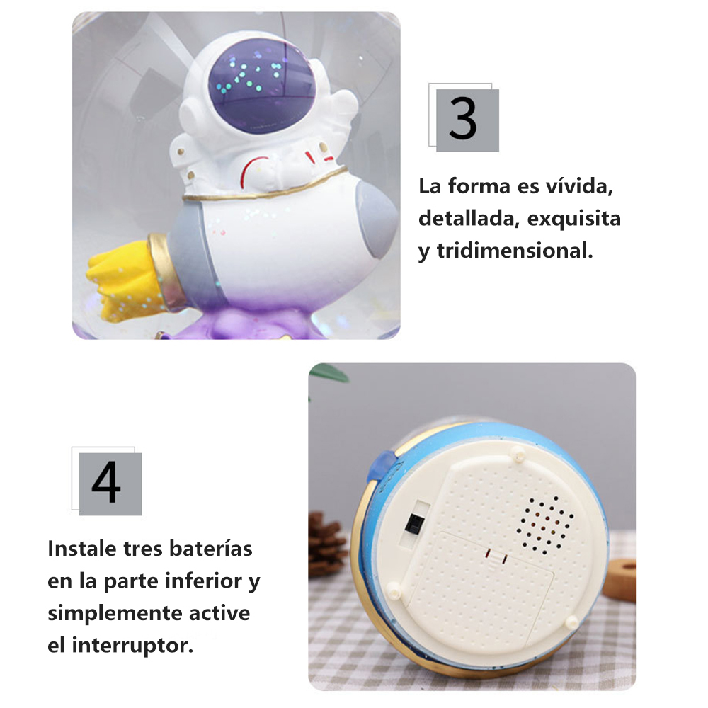 TOY700  CM-TOP  Esfera Bola Globo De Nieve Cristal Musical Luz Astronauta