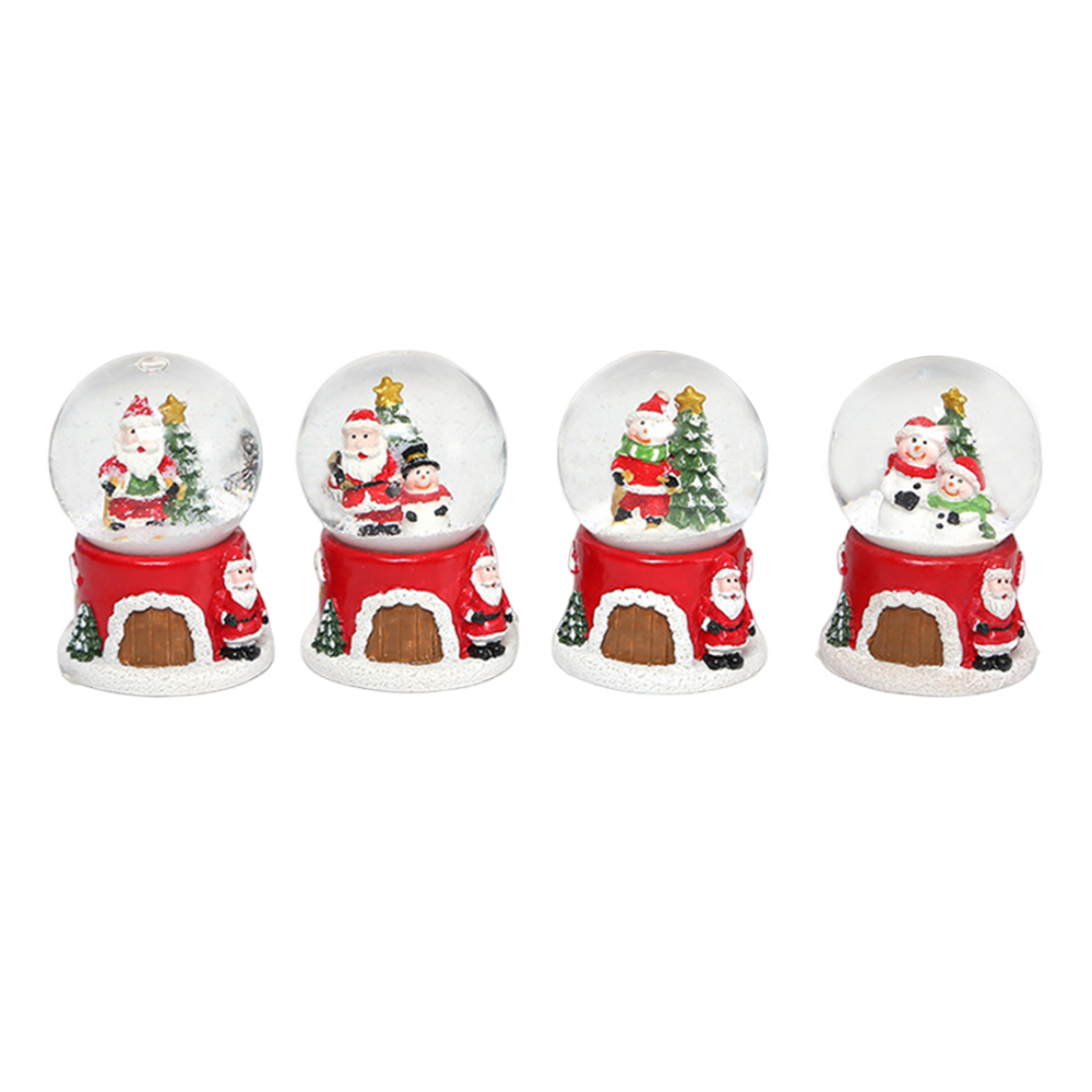 TOY710-4 CM-TOP  4 Pcs Esfera Bola Globo De Nieve Cristal Musical Luz Santa