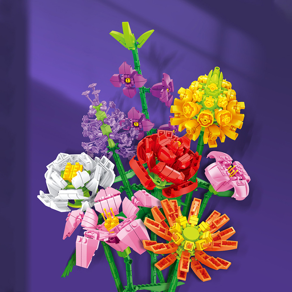 TOY809 CM-TOP  Bloques De Flores Artificiales Decorativas Para Armar 900pcs