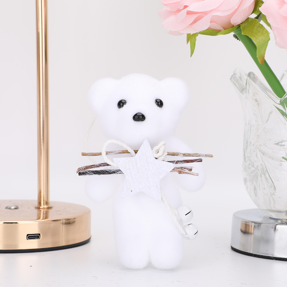SDS424 CM-TOP  Peluche Adornos Navideños Ornamento Oso Árbol Navidad Blanco