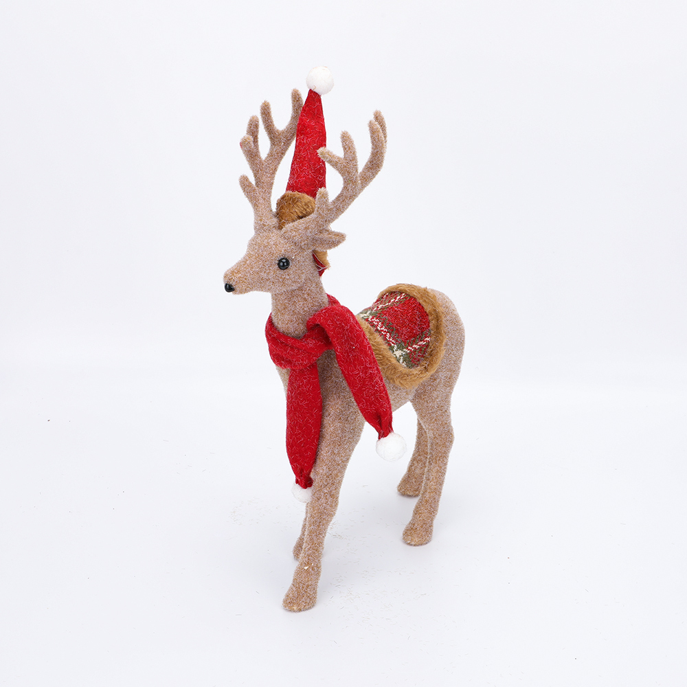 SDS502 CM-TOP  Peluche Figura Navideña Decoración Reno Con Bufanda Roja