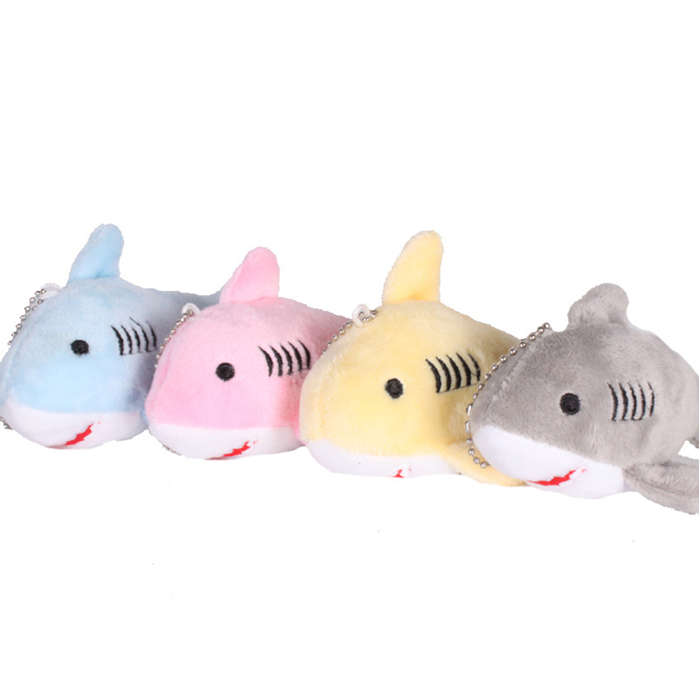 TOY334-4  CM-TOP  4 Llaveros Colgante Tiburón De Peluche Suave Manualidades