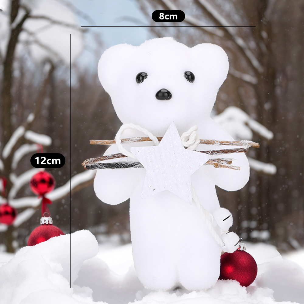 SDS424 CM-TOP  Peluche Adornos Navideños Ornamento Oso Árbol Navidad Blanco
