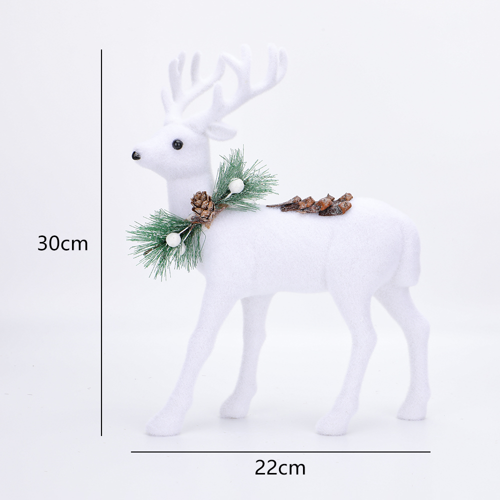 SDS503 CM-TOP  Peluche Figura Adornos Navideña Decoración Reno Blanco