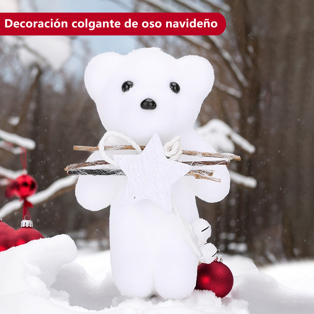 SDS424 CM-TOP  Peluche Adornos Navideños Ornamento Oso Árbol Navidad Blanco