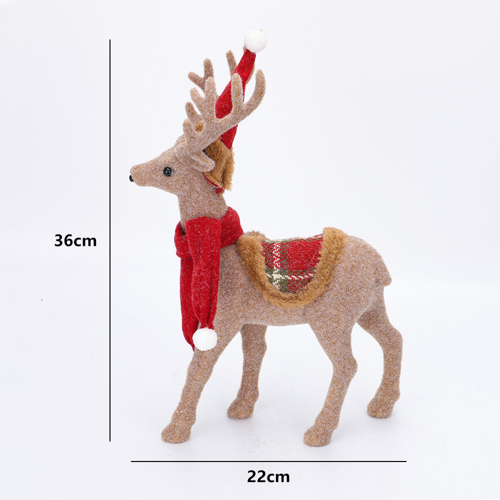 SDS502 CM-TOP  Peluche Figura Navideña Decoración Reno Con Bufanda Roja